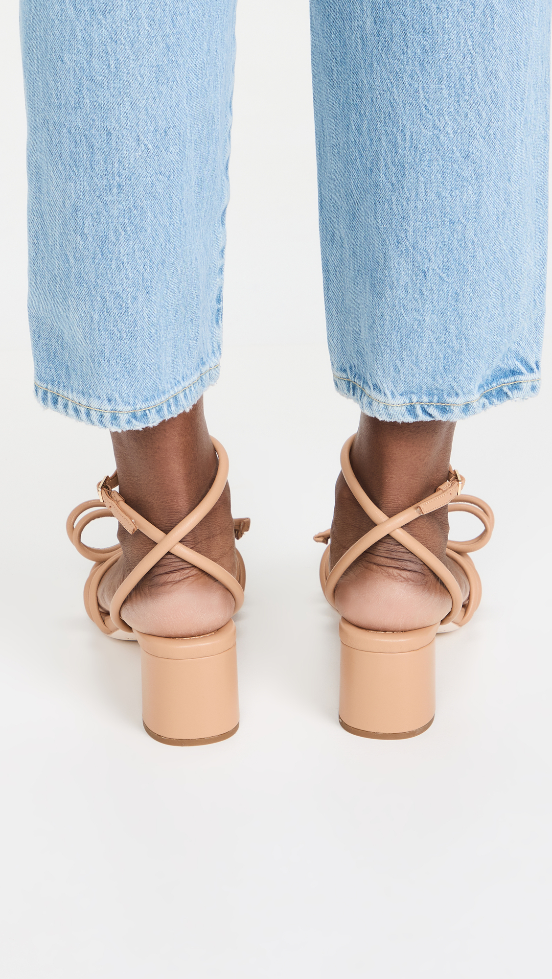 Mikel Leather Bow Mid-Heel Sandals