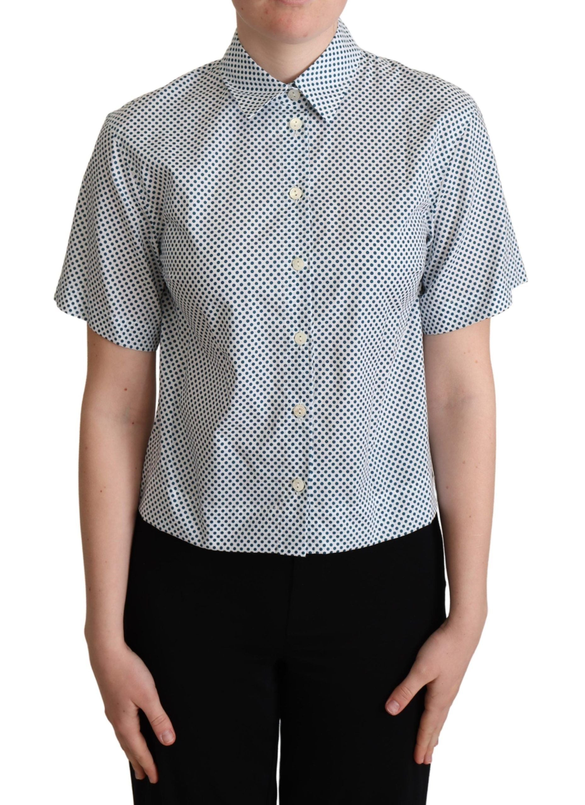 Polka Dot Cotton Shirt — White