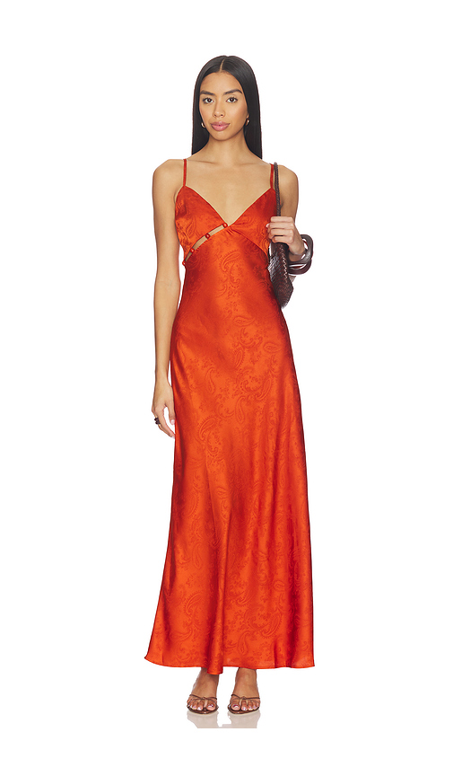 MINKPINK Valencia Bead Detail Dress in Burnt Orange. L. Also in S, XS