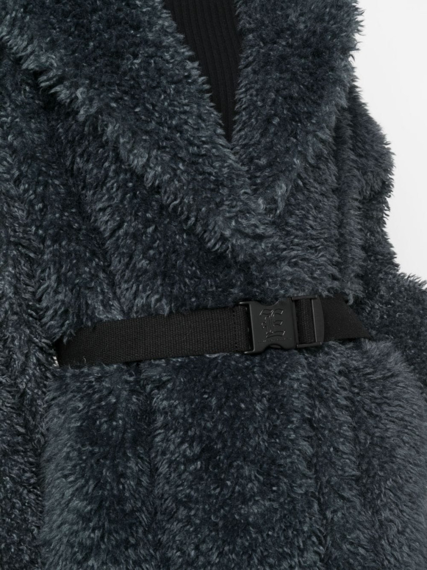 -Belted Fake Coat Pellicce Grigio-Donna