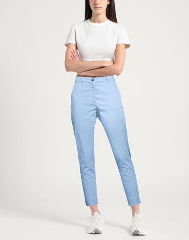 Woman Pants Slate blue Size 6 Cotton, Elastane