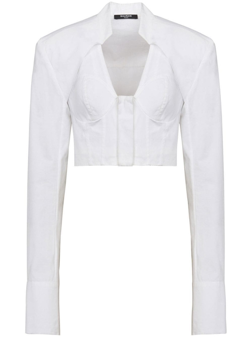 Poplin lingerie cropped shirt Woman