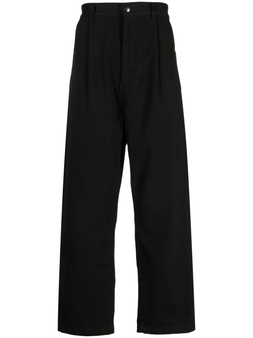 Pleat-detail straight-leg trousers - Black