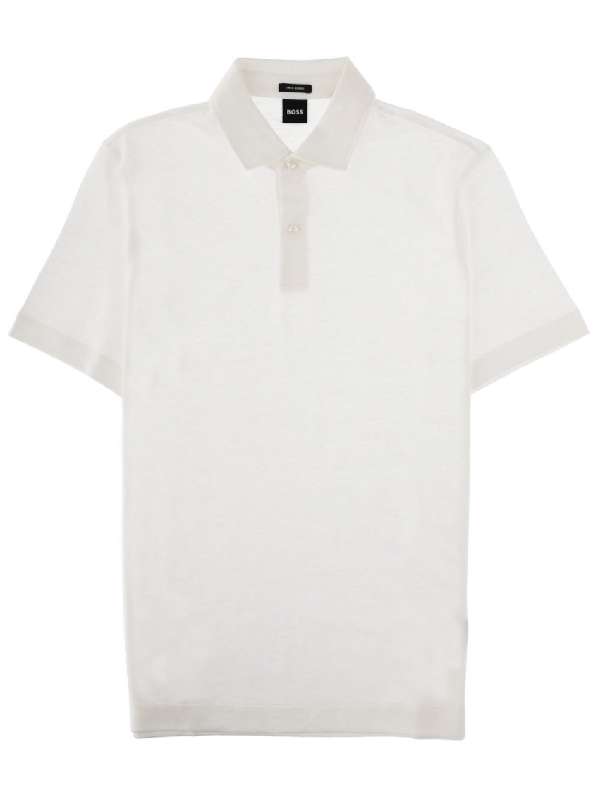 White Solid Shirt Collar Polo