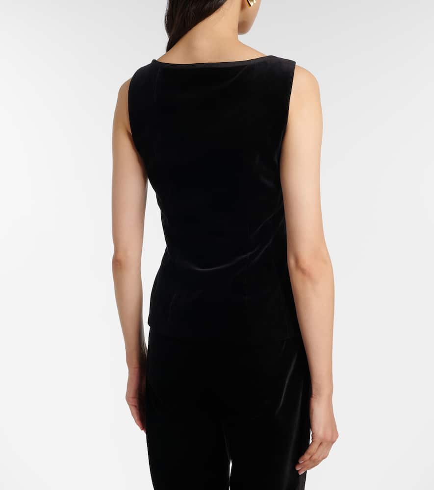 Quincy bow-detail cotton velvet top