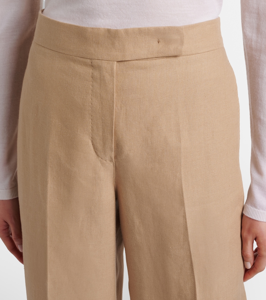 Big pleated linen wide-leg pants
