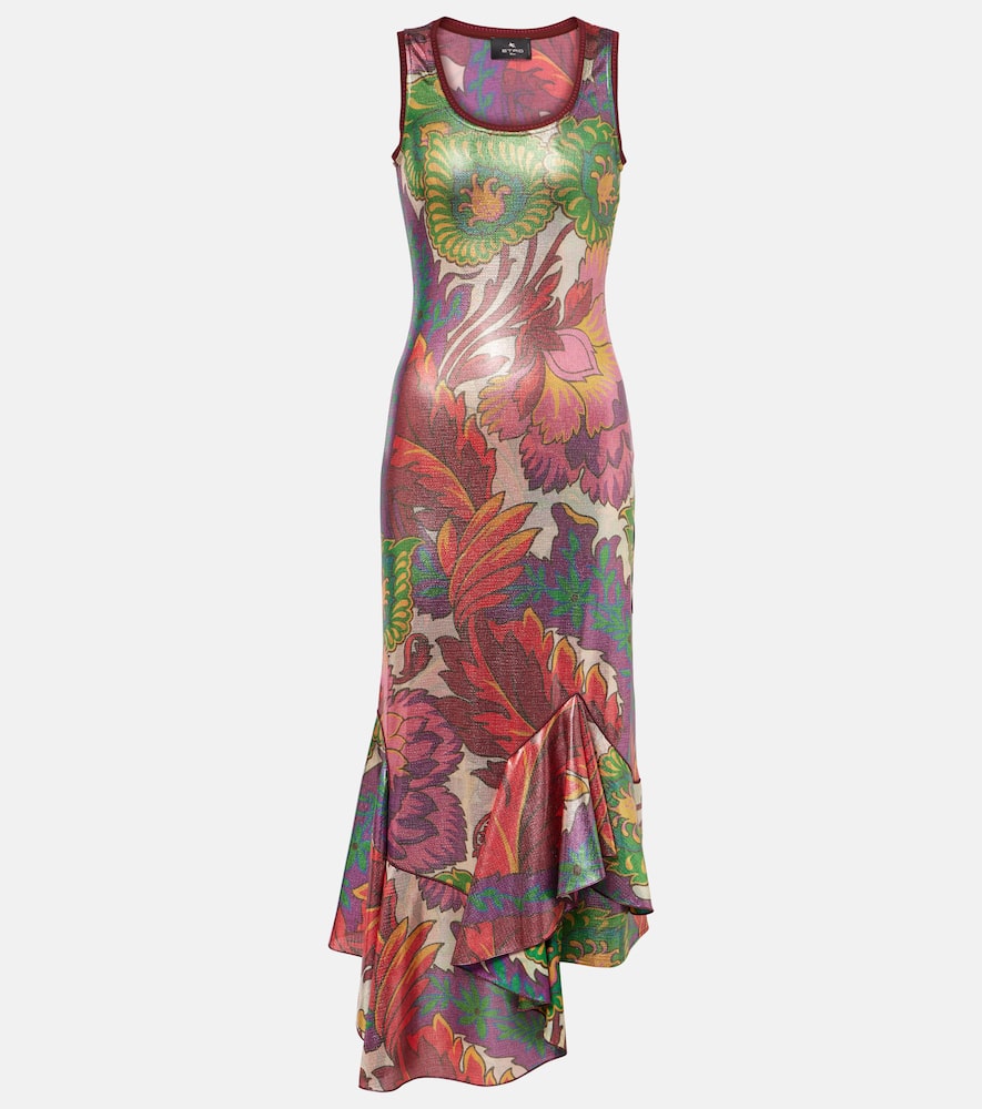 Printed satin maxi dress