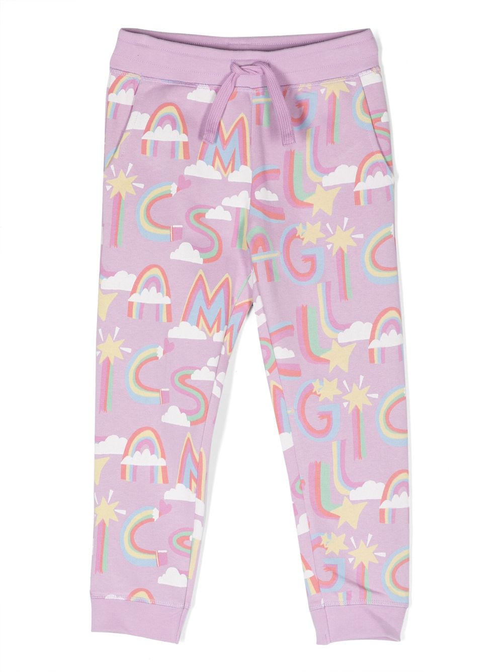 Graphic-print organic cotton trousers - Purple
