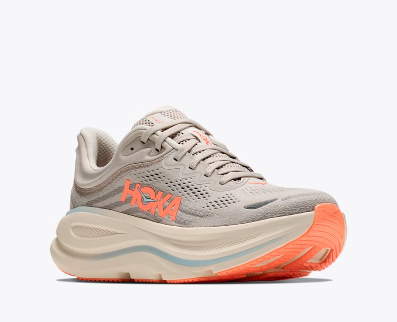 HOKA Women's Bondi 9 Shoes in River Rock Grey/Mineral Ore