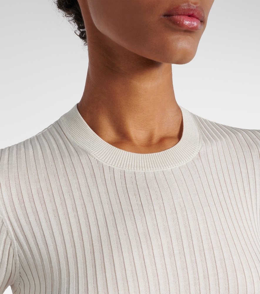 Ribbed-knit silk sweater