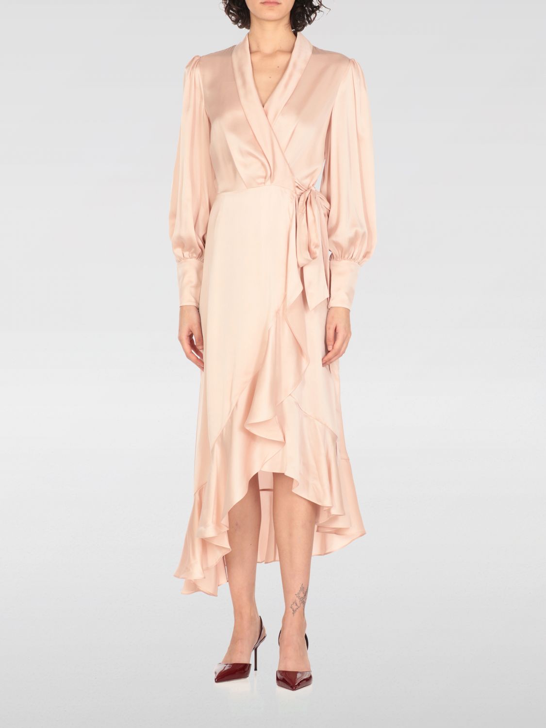 Wrap silk midi dress - Pink