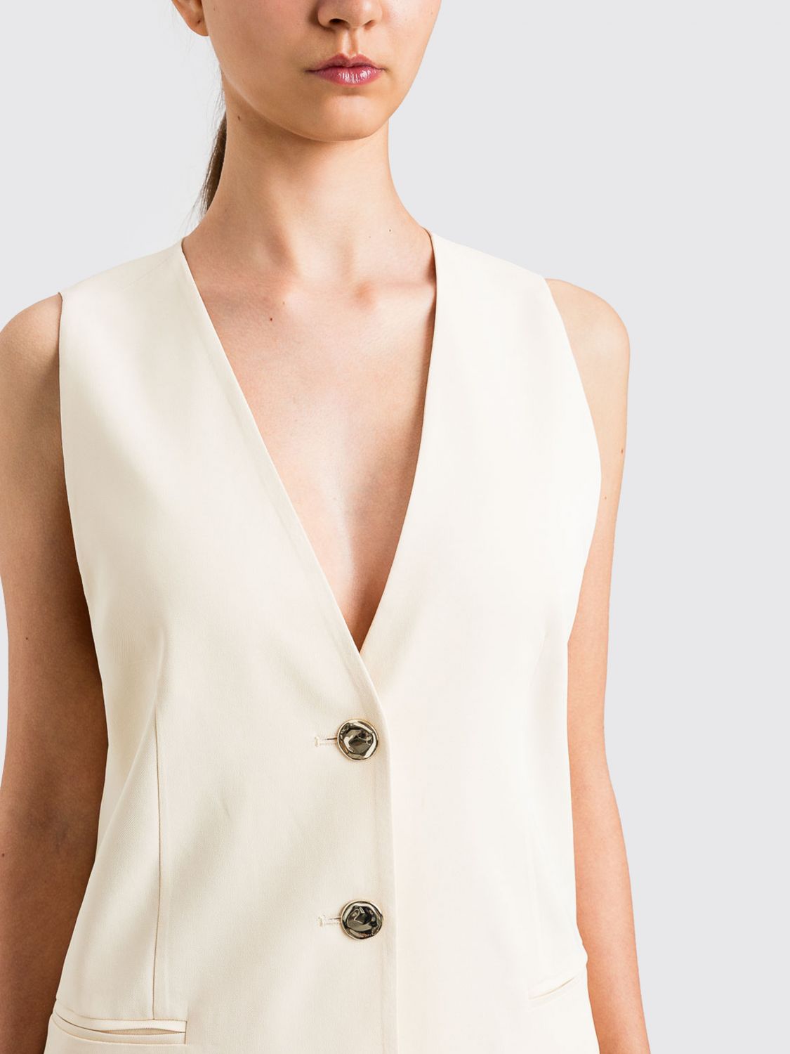 Waistcoat Woman color Yellow Cream