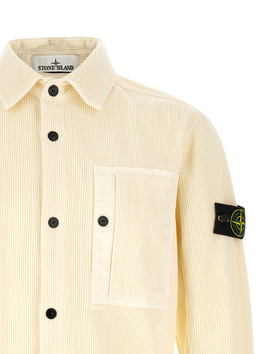 Off White Textured Overshirt