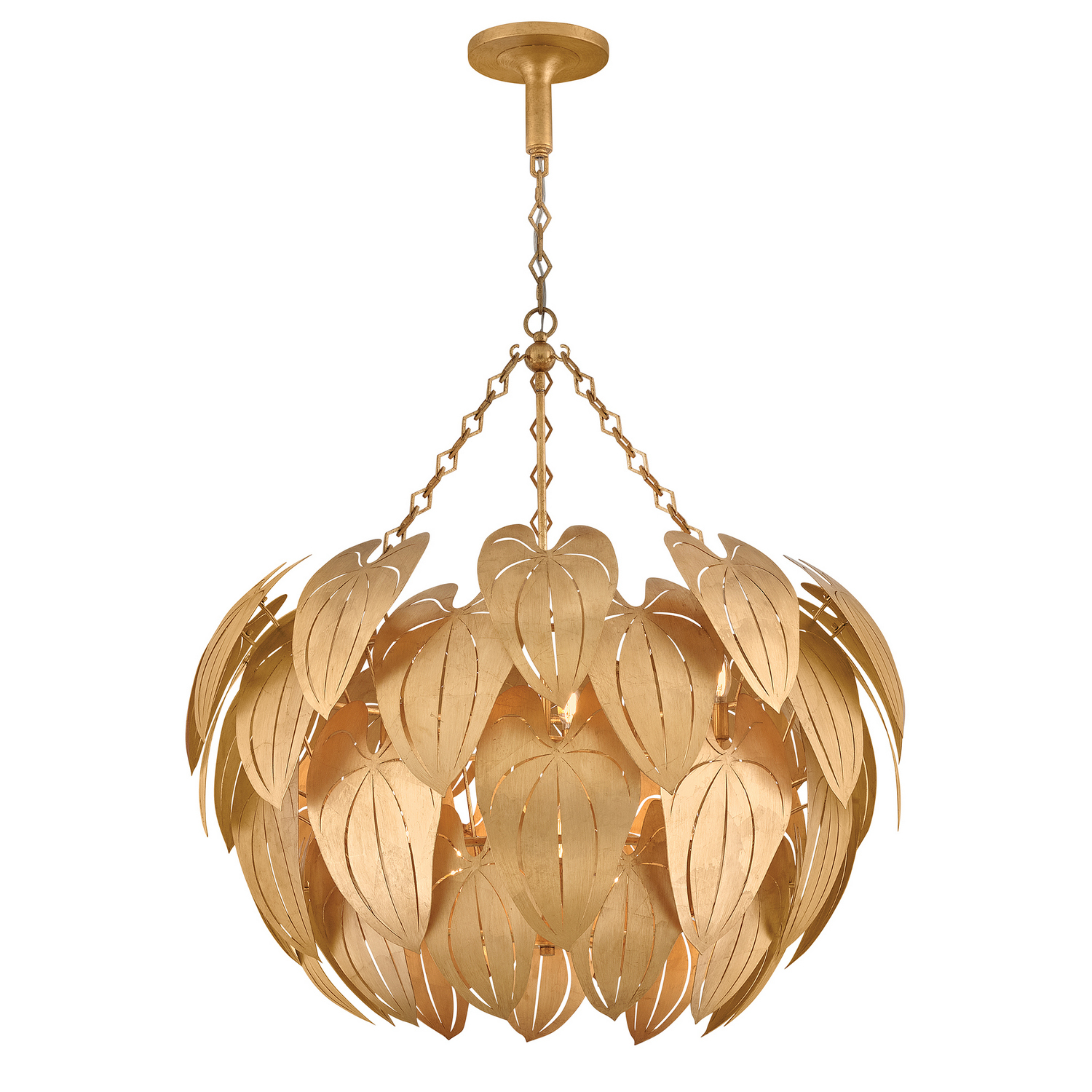 Distressed Brass LED Chandelier from the Camille Collection
