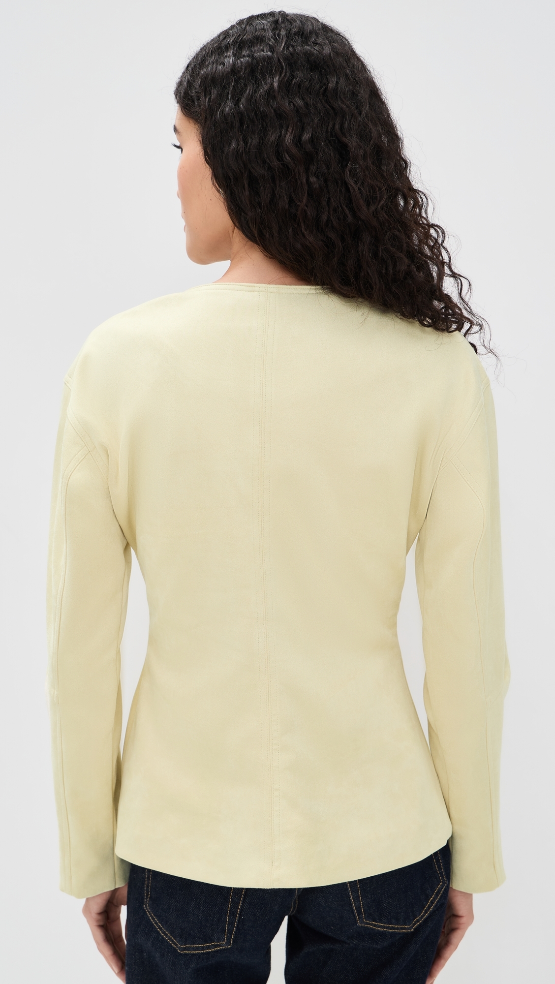 Levony Faux Suede Blazer Buttercream