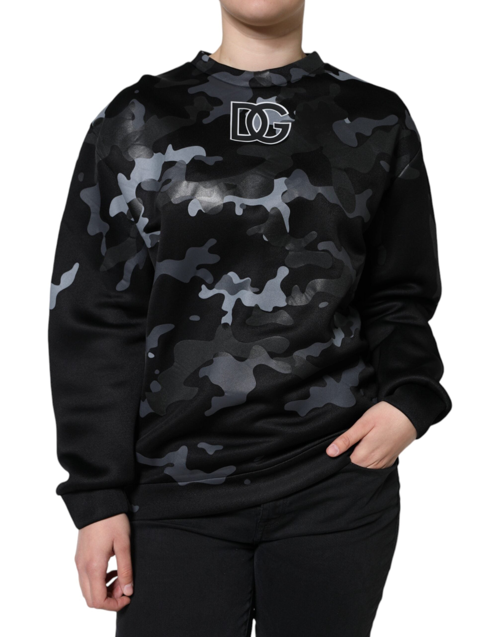 Camouflage Logo-Embroidered Sweatshirt — Black