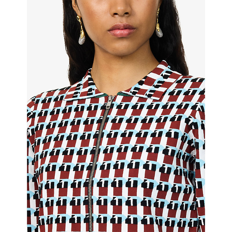 Womens Sauve Geometric-Pattern Jersey Jacket