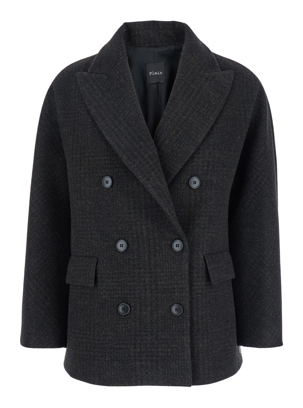 Double-Breasted Wool Blend Blazer — Brown
