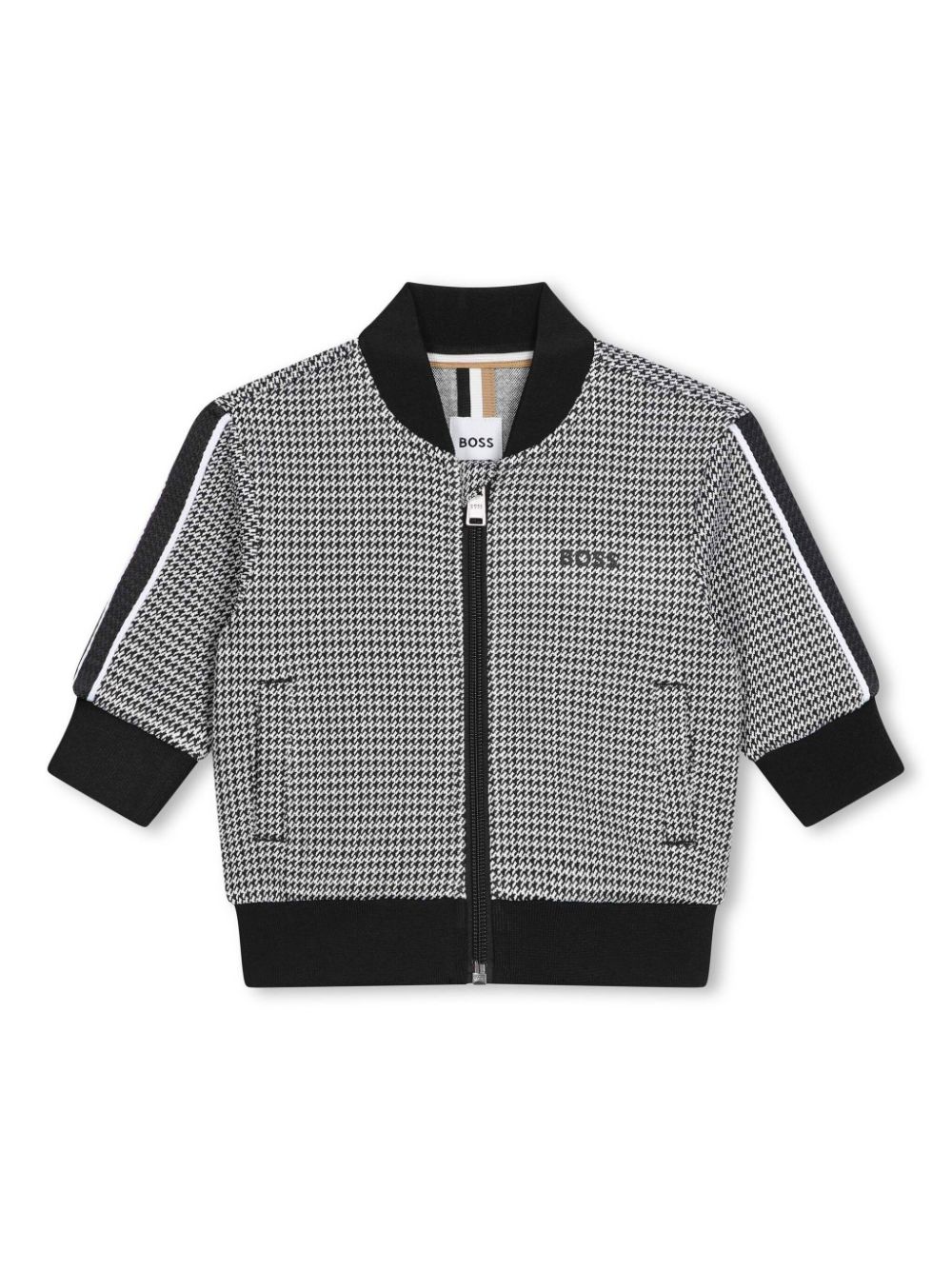 Logo-print houndstooth jacket - Black