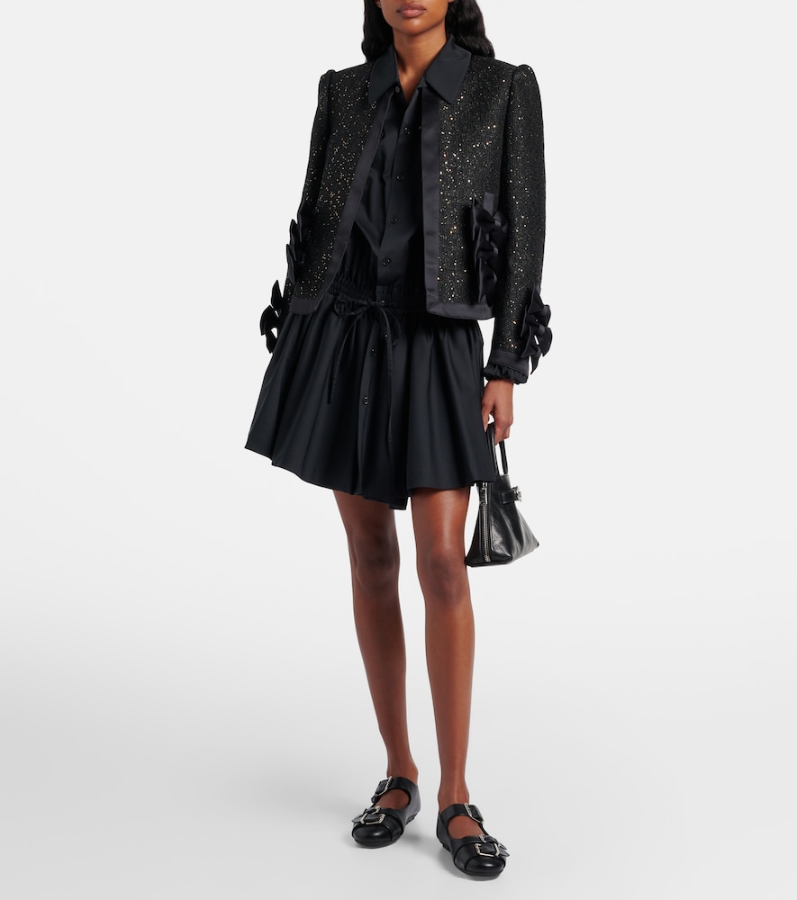Satin-trimmed sequined jacket