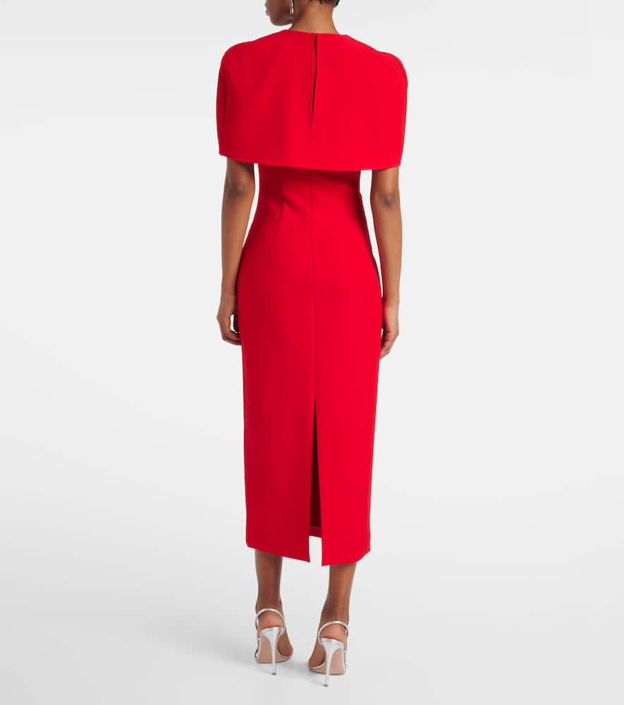 Caped crêpe midi dress