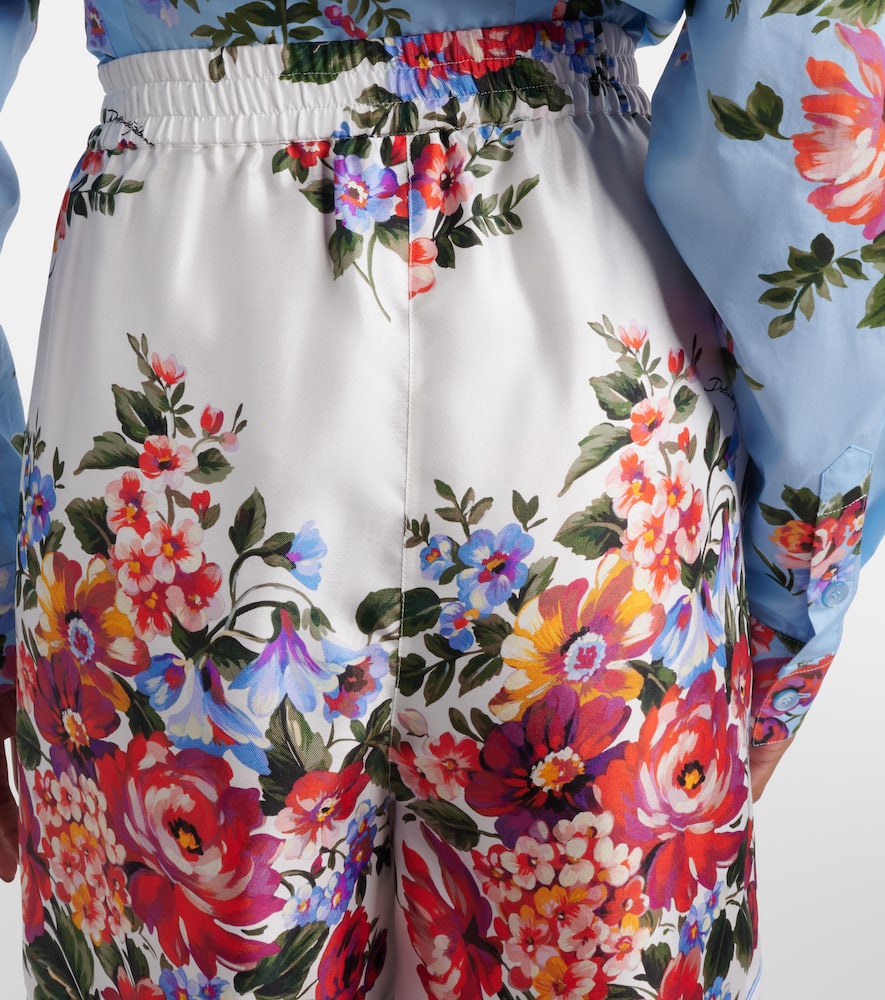 Floral silk twill Bermuda shorts
