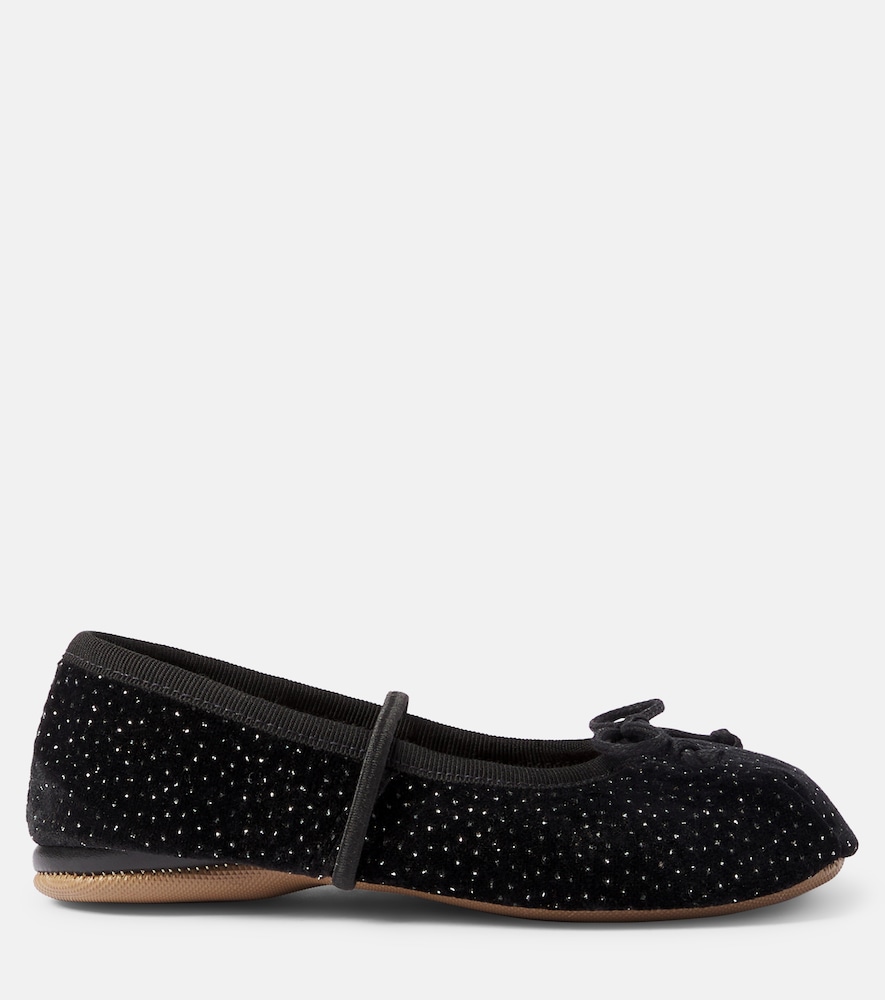 PèPè Embellished velvet ballet flats