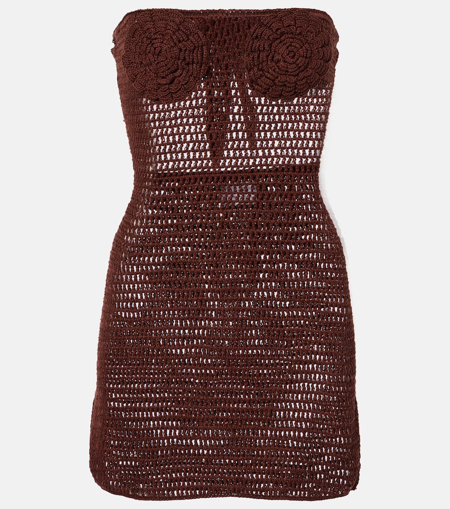 Floral crochet cotton bustier dress