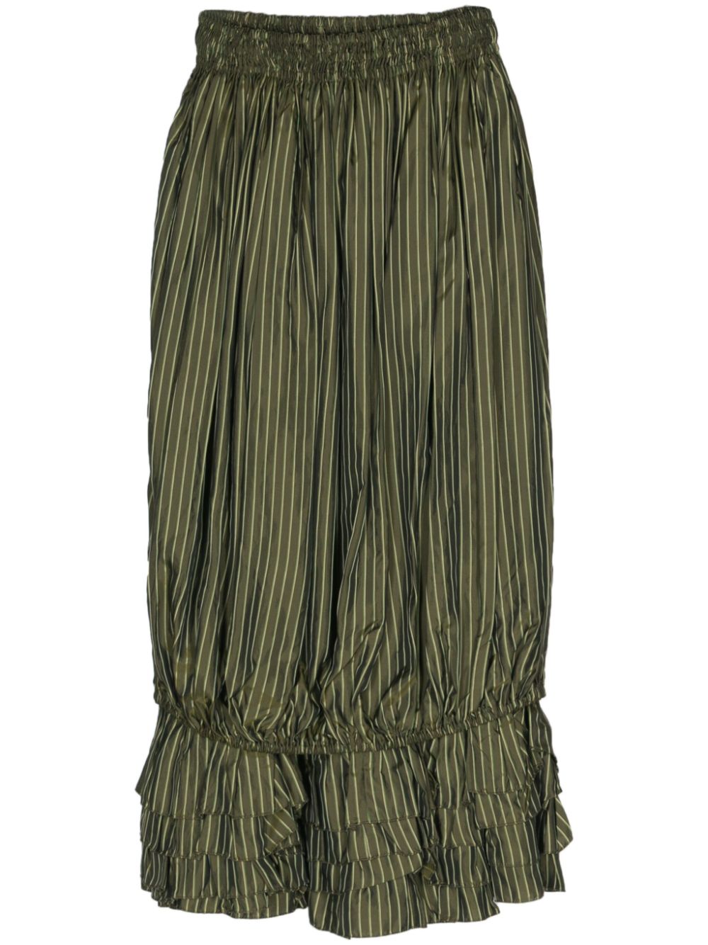 1990s stripe-print fluted skirt - Green