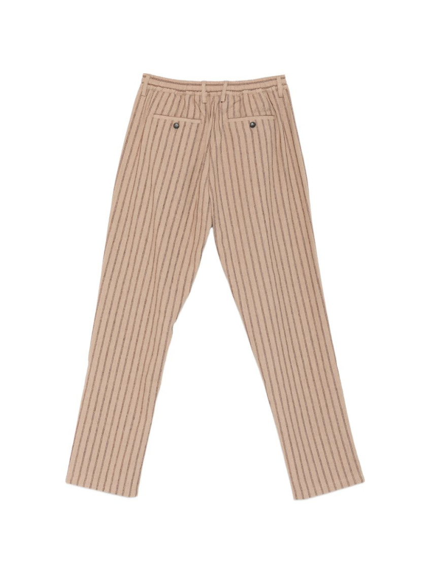 Beige Striped Trousers