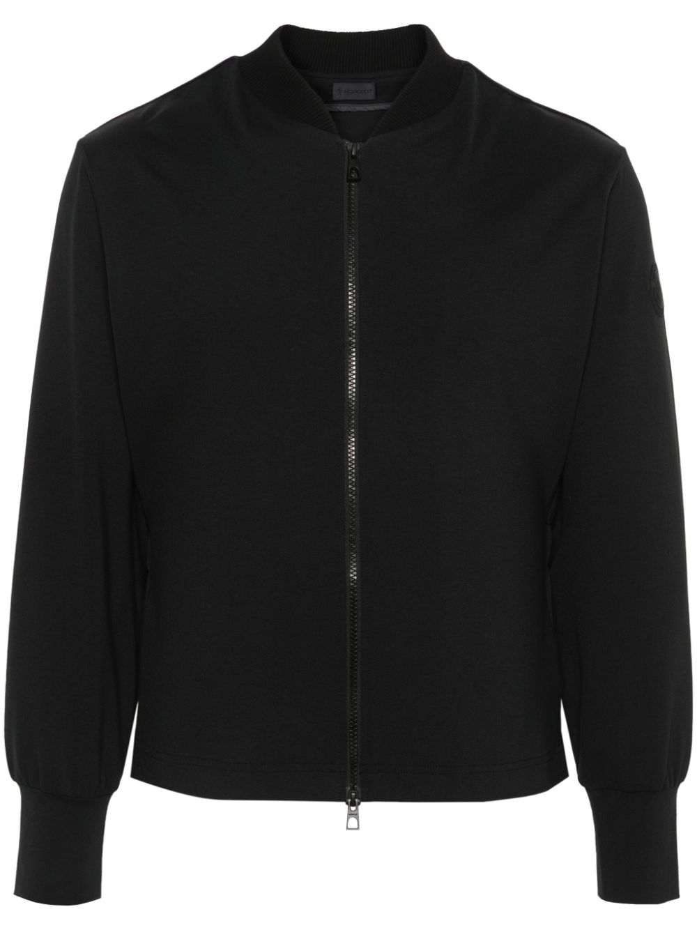 Logo-appliqué zipped cardigan - Black
