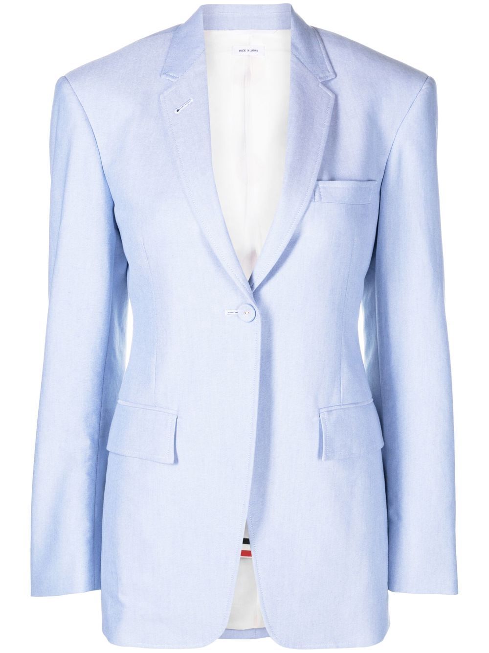 Single-breasted cotton blazer - Blue