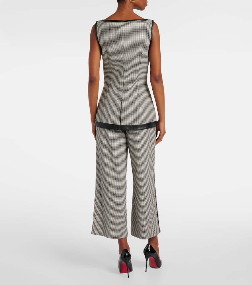 Cressida checked faux leather-trimmed vest