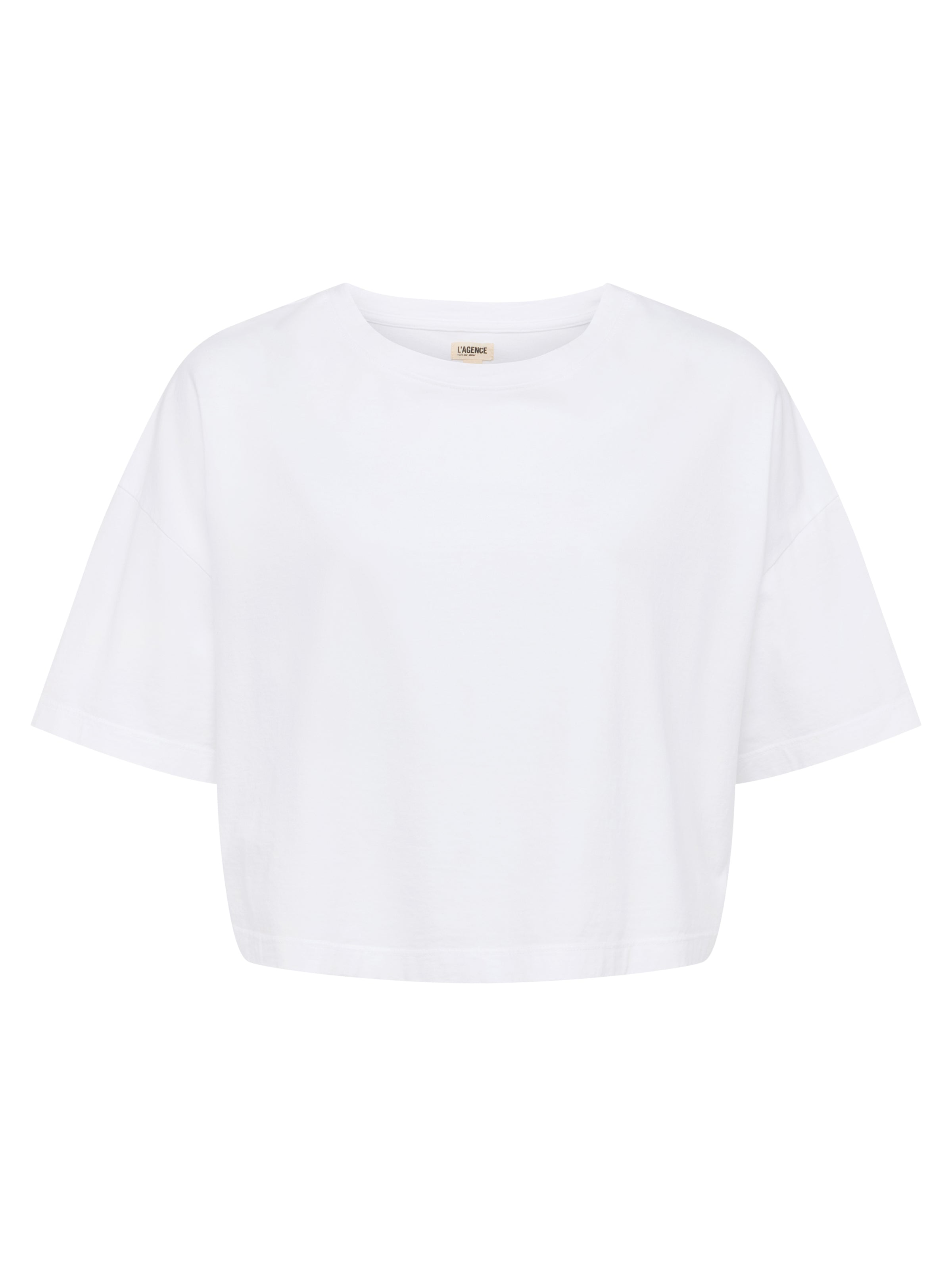L'AGENCE Daria Oversized Cropped T-Shirt In White