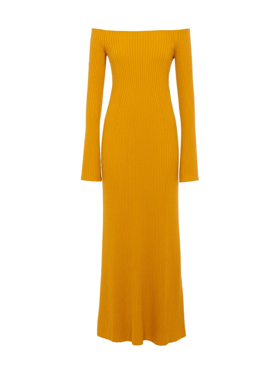 Off-shoulder Ribbed Knit Maxi Dress