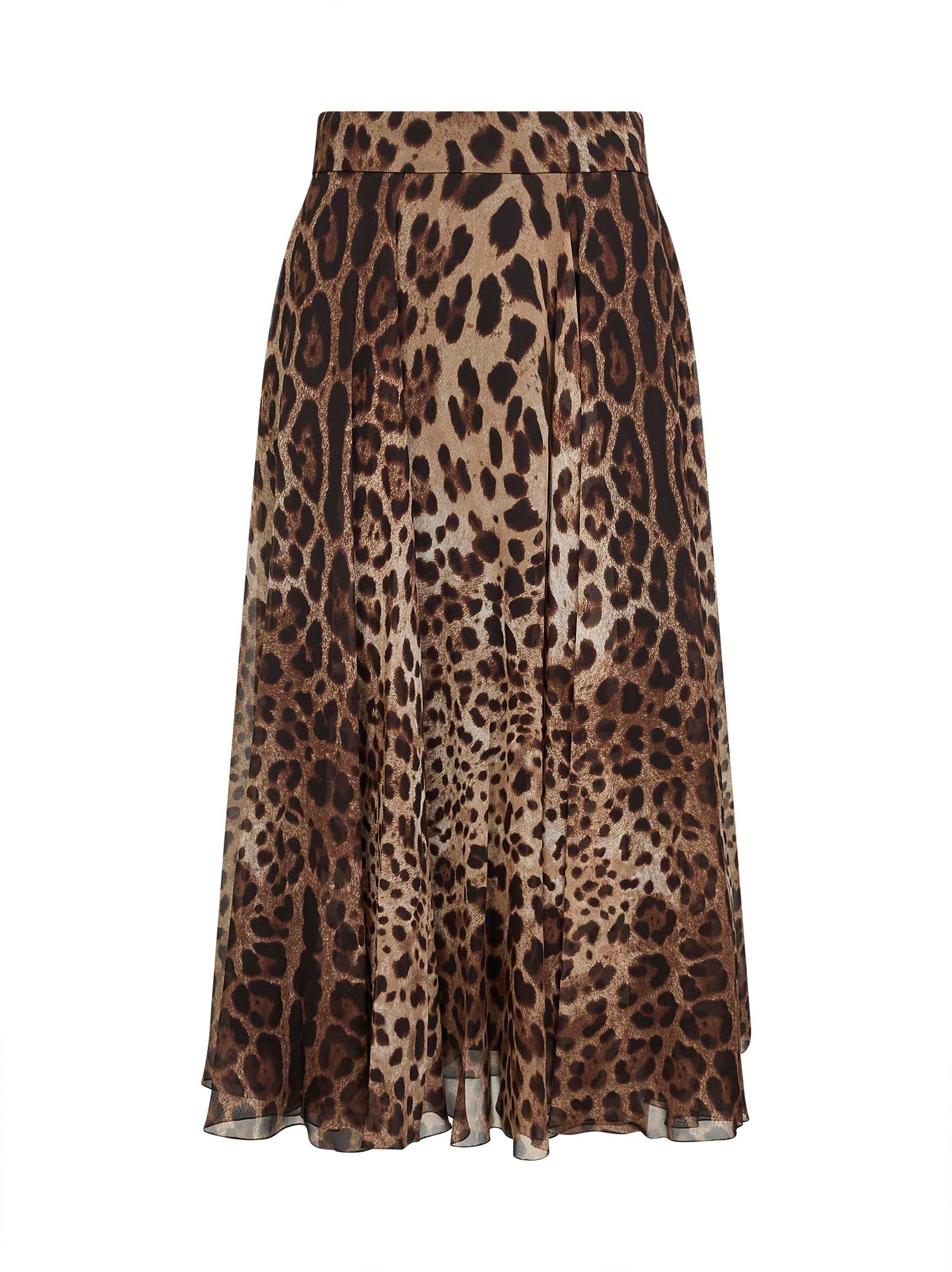 Leopard Print Chiffon Skirt — Multicolor