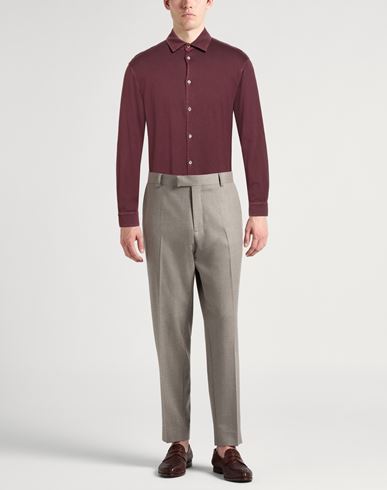 Boglioli Man Shirt Burgundy Size L Cotton, Cashmere