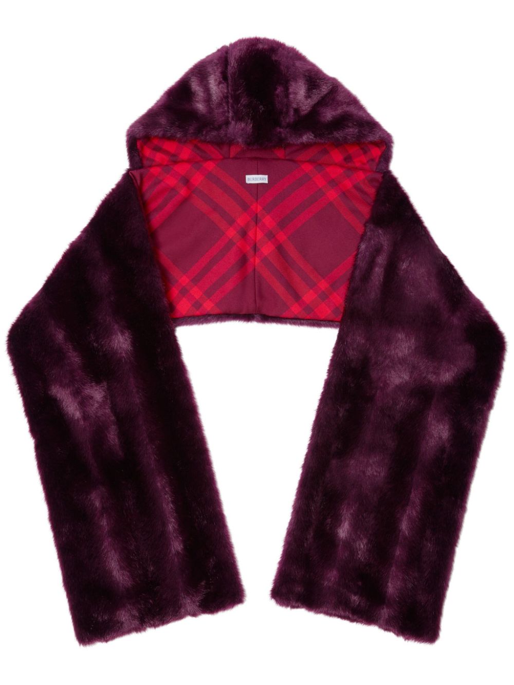Faux-fur hooded scarf - Red