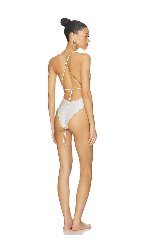 Frankies Bikinis X Jennie Agnes Satin One Piece in Light Grey. - M also in