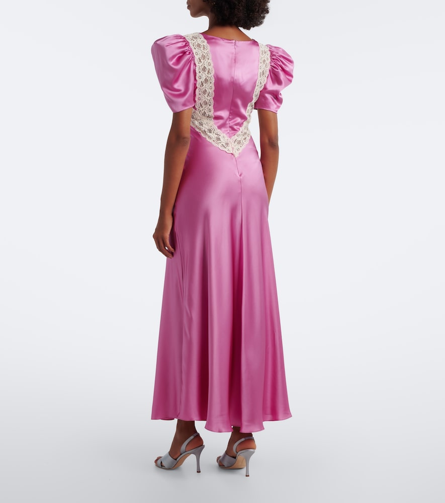 Lace-trimmed silk cocktail dress