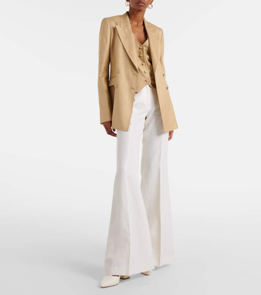 Rhein high-rise linen and wool-blend flared pants