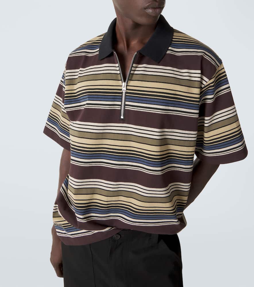 Striped cotton half-zip polo shirt