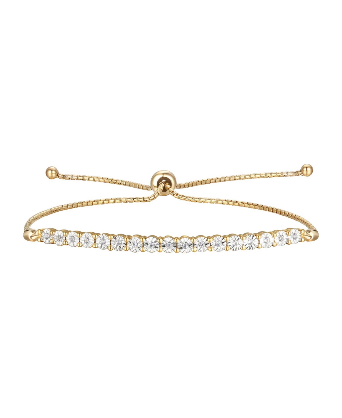 Diamond Bolo Bracelet (1/10 ct. t.w.) in Sterling Silver, 14k Gold-Plated Sterling Silver or 14k Rose Gold-Plated Sterling Silver - Gold-Plated Sterli