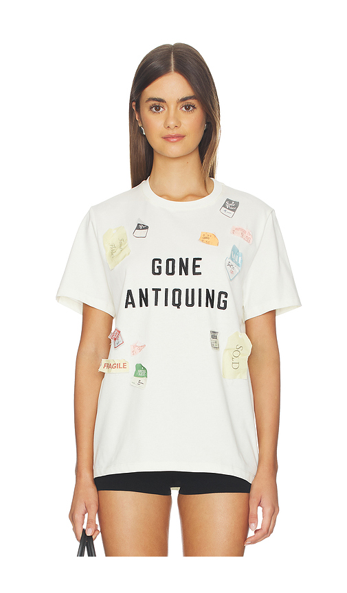 Tanner Fletcher Gone Antiquing Applique Tee in Ivory in Ivory. L. Also in XS
