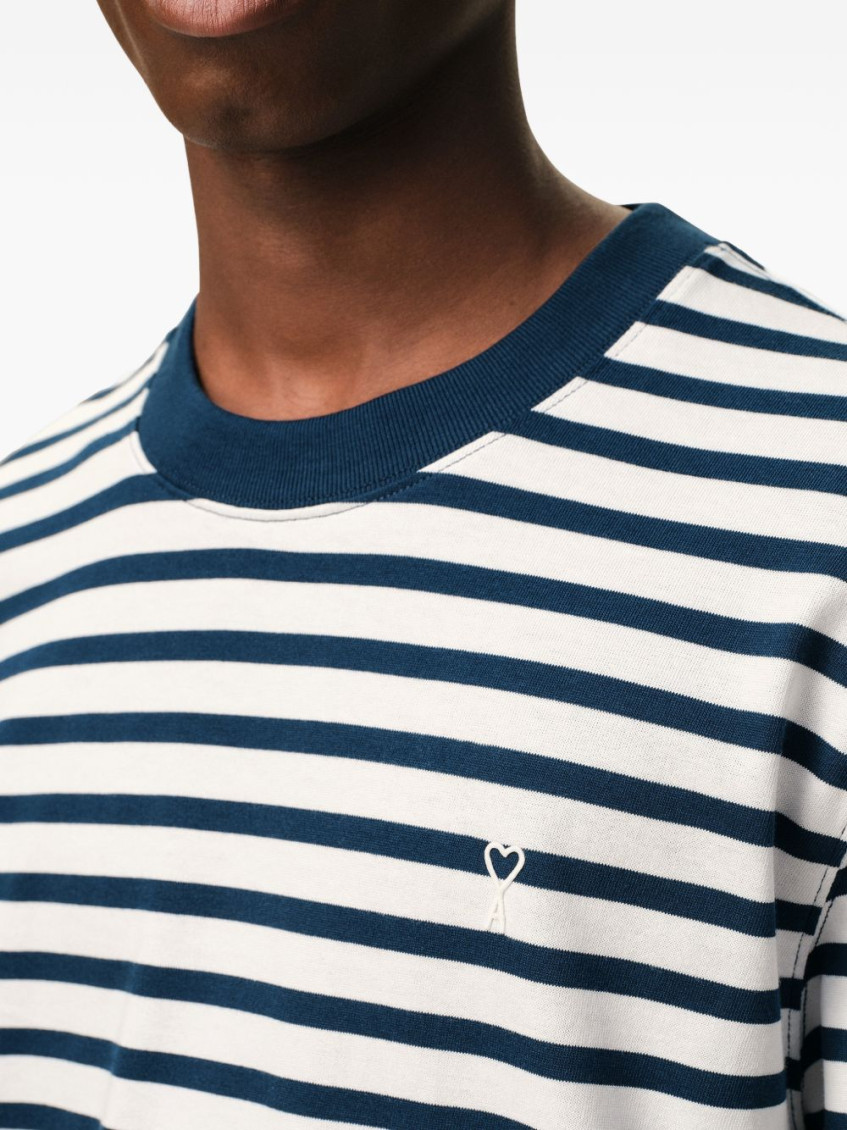 White Logo Striped T-Shirt