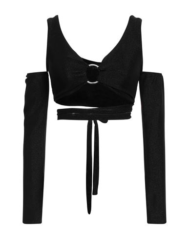 Woman Top Black Size 4 Polyamide, Metallic fiber, Elastane