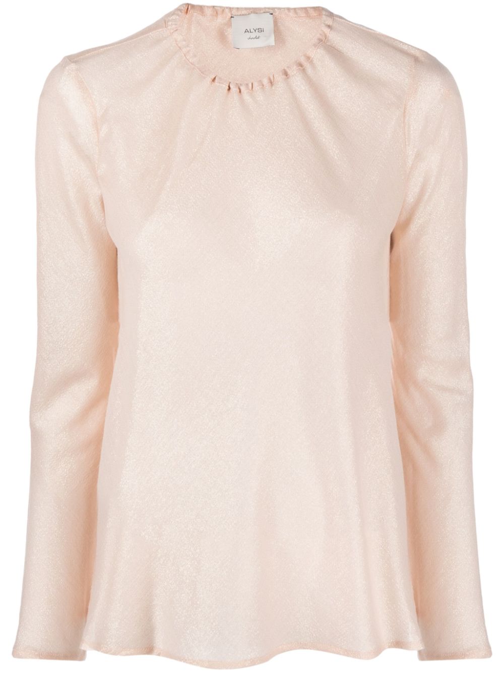 Lurex-detail long-sleeve blouse - Pink