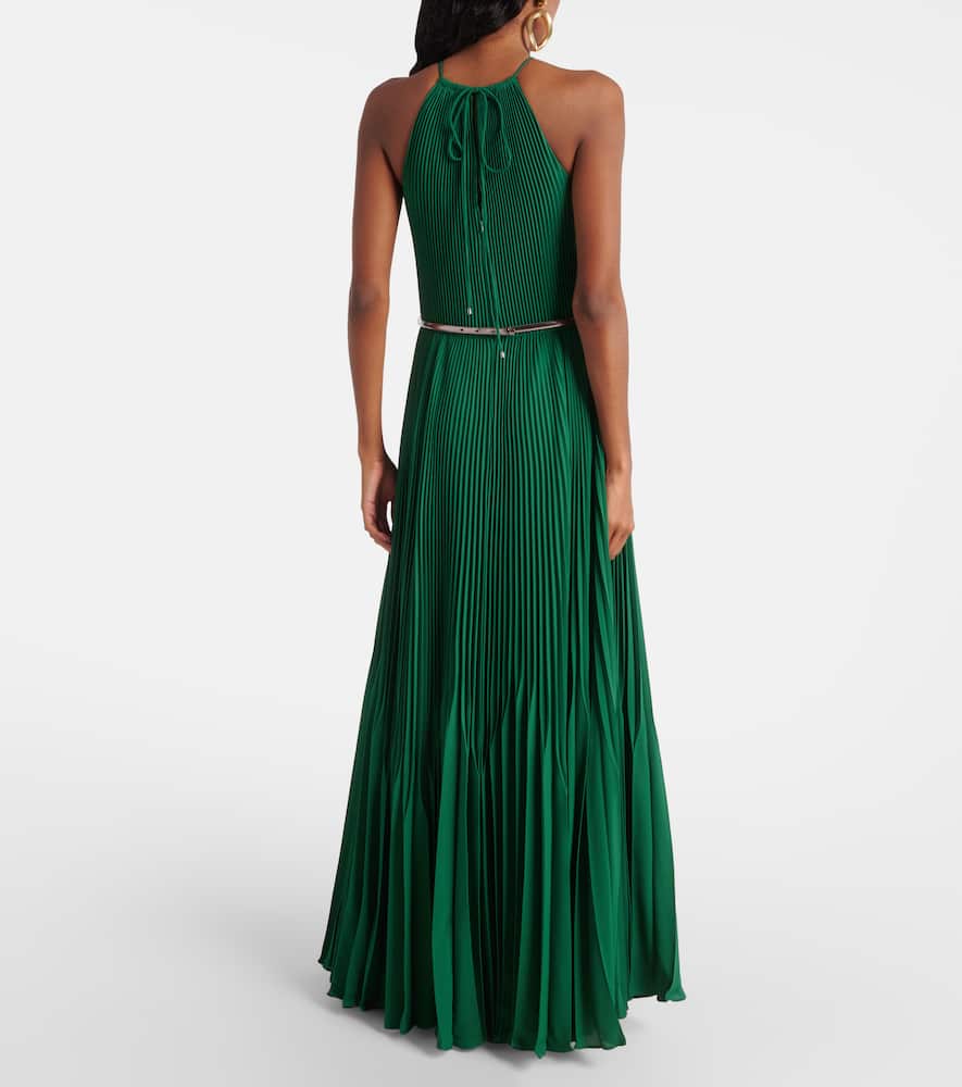 Gersa plissé sablé georgette gown