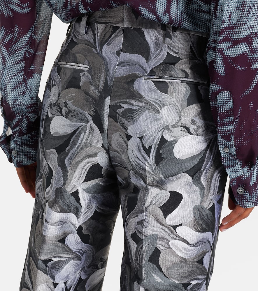 Jacquard high-rise wool straight pants