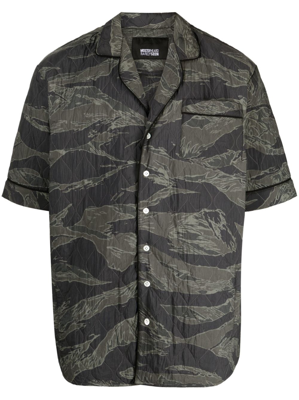 Quilted camouflage-print cotton shirt - Green